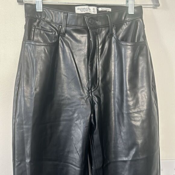 Abercrombie & Fitch Vegan Leather Black Pants 27/4 - Picture 2 of 7